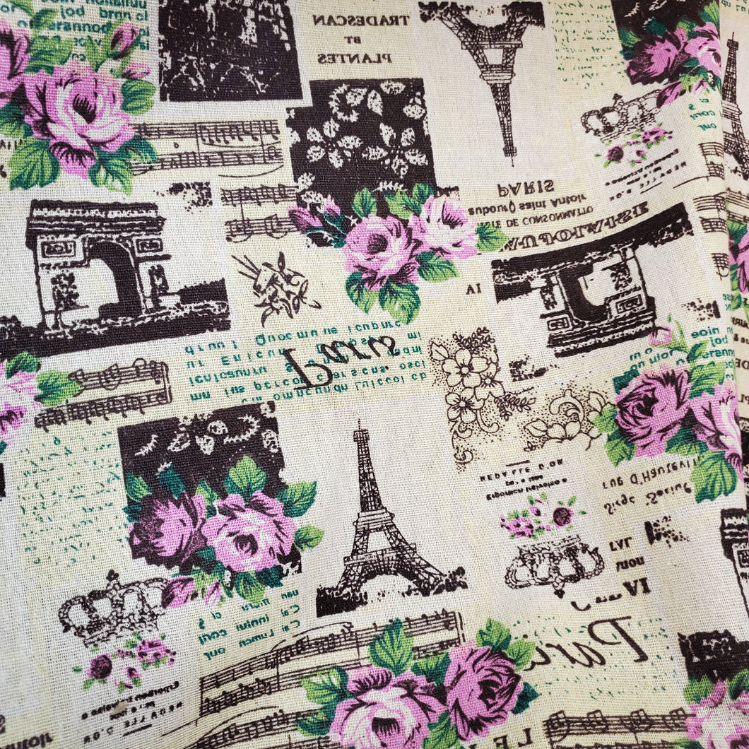 Paris Themed Printed Linen