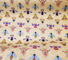 Load image into Gallery viewer, fancy multi colored floral bee print o yellow fabric

