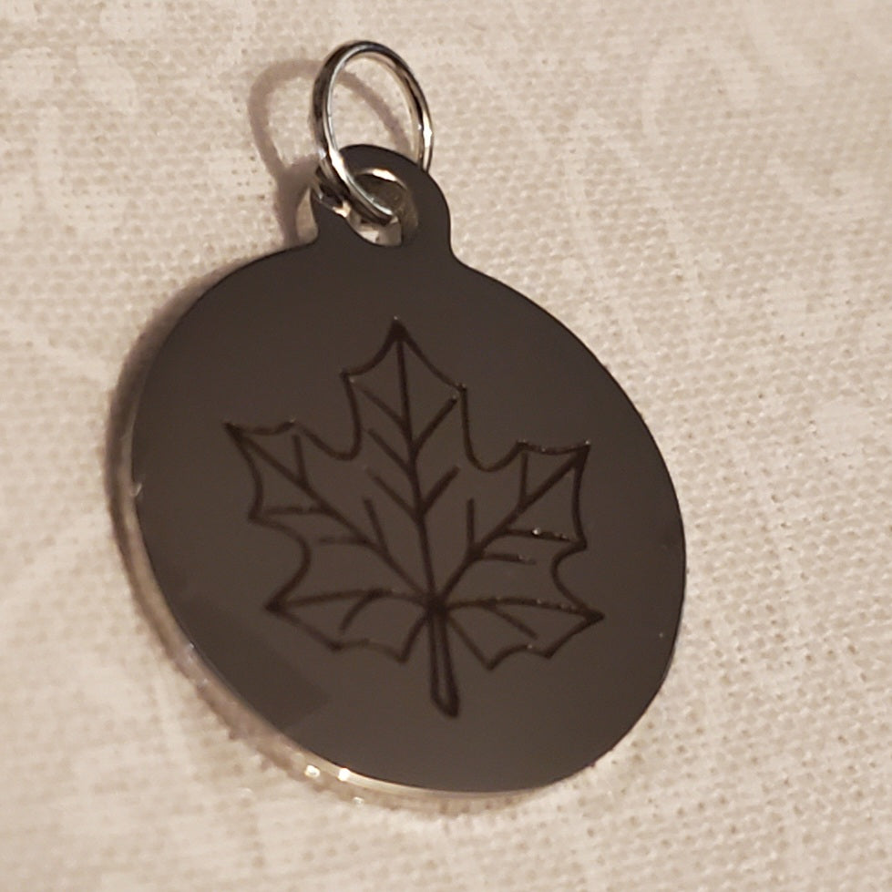 Zipper Pulls / Charms~ Black or Silver Maple Leaf Charm