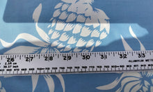 Load image into Gallery viewer, large scale print of creamy white pineapple print on copen blue background fabric
