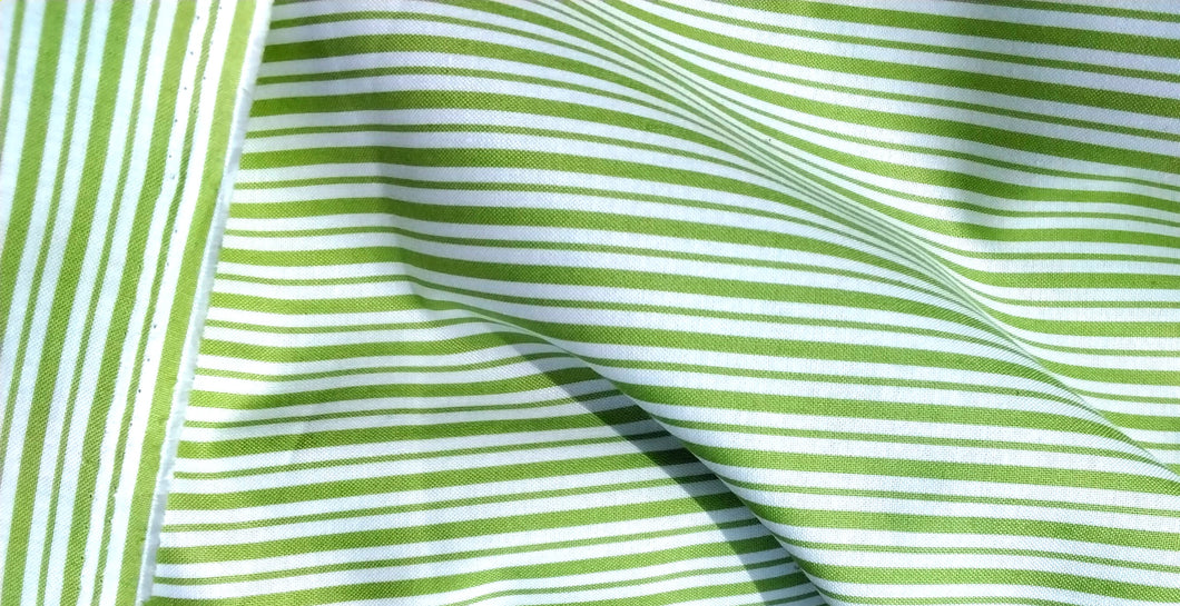 chartreuse / white stripe cotton fabric